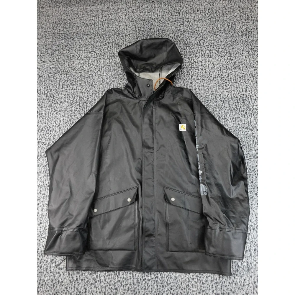 Carhartt Surrey Rain Coat Mens Medium Black Good Waterproof Heavy Duty 103508